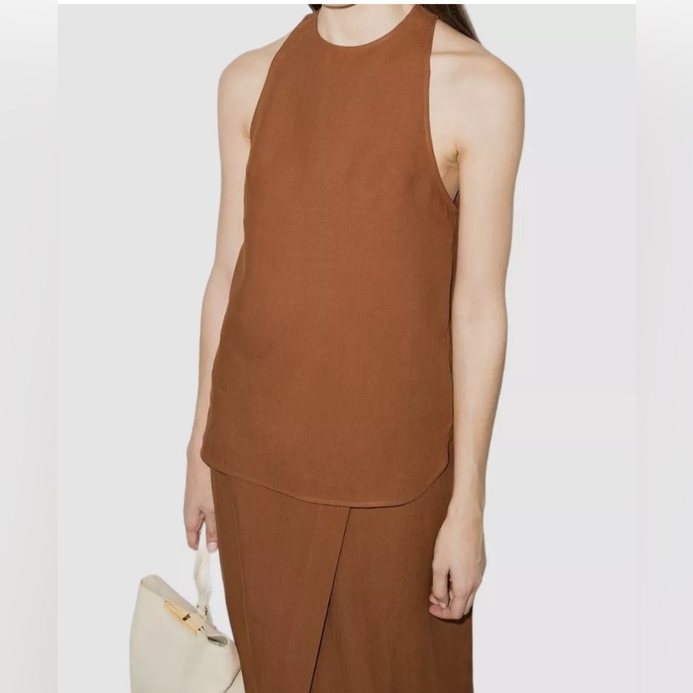 Three Graces London Linen Tank Top Rust Brown size 8 100% linen